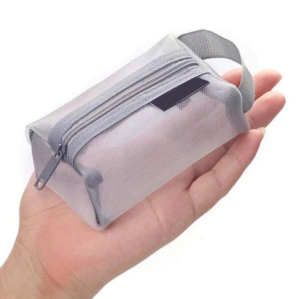 2024 Bärbar Fyrkantig Mesh Förvaringsväska Smink Kosmetikväska UK Ny L4Z5 grey 11*7*5cm