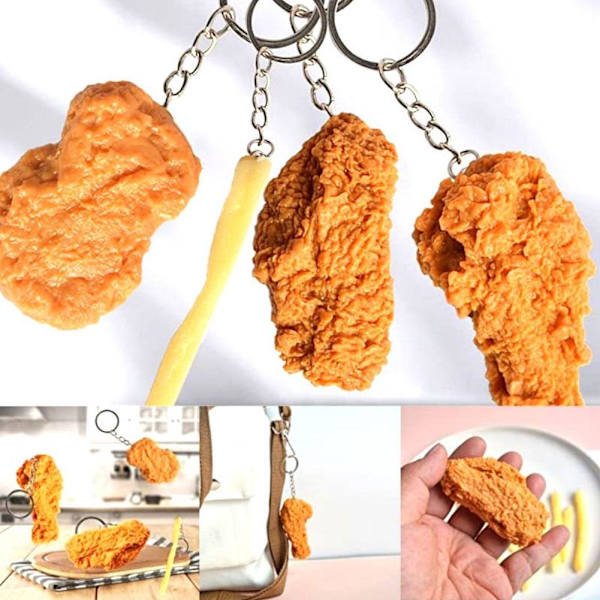 Kycklingnugget-nyckelring - Skämt Rolig Nyckelring Födelsedagspresent Chicken nuggets One-size