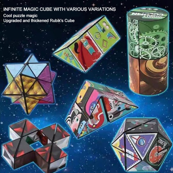 3D Magic Cube Stress Relief Leksaker Geometri Rubiks Cube Toy Infin Space one-size