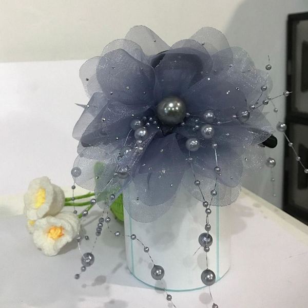 Blommig hårnål Pion Blomma Tofs Gripklämma Fluffig Hajklämma Nyår I7U3 Blue 13CM
