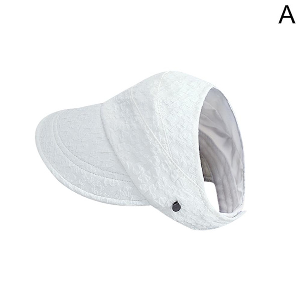 Sommar Dam Hinkhatt UV-skydd Bred Brim Strand Solhattar Tomma Toppar A5 white one-size