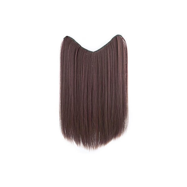 Hårförlängning Lång Rak Clip In One Piece Färg Syntetisk Hårstycke Lo A2F6 dark brown 50CM