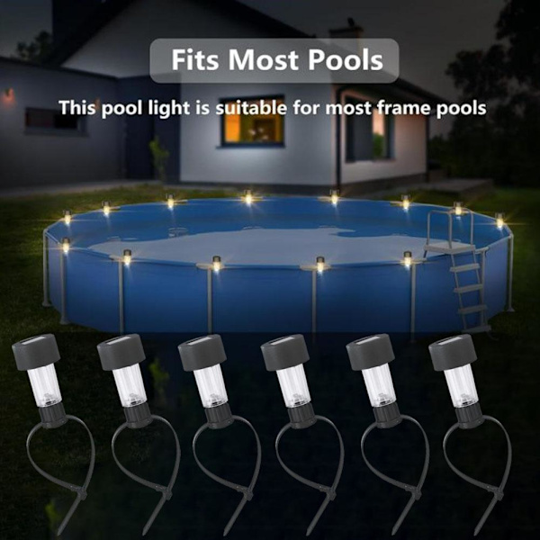 Solcellsdriven LED-lampa för pooler, utomhus, staket, dekorativ UKGJ Vattentät 9CL5 Solar LED Pool LightB 6pc
