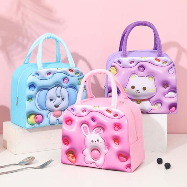 Termisk väska Matförvaringsväska Student lunchlåda kylväska för barn Pink 1pcs