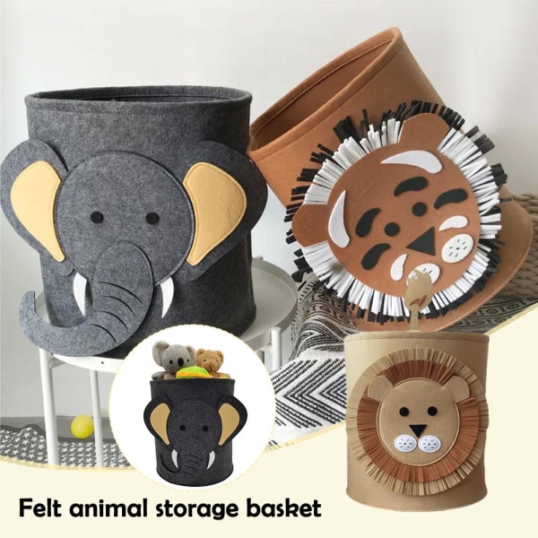 Filtdjursförvaringskorg Lejon Elefant Tiger Tecknad Korg" A one
