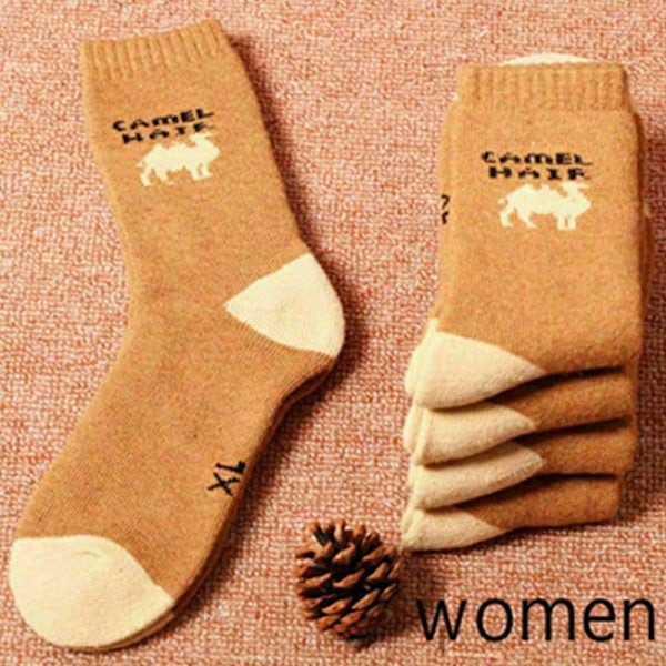 1/5 par vinter kamel varma par utomhus kallt väder ull strumpor BrownB L(40-45) 5pcs