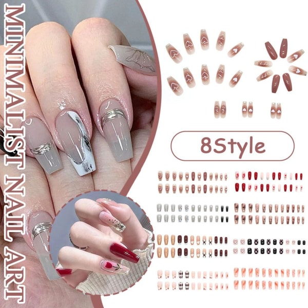 24st Nail Art Fake Nails DIY Fake Nail French Bling Finger Nail 8 one-size
