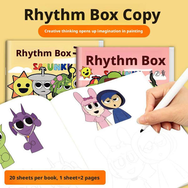 Sprunki Rytm Box Barn Handritningsbok Spårningsbok Grundläggande Introduktionsmålningsbok Målarbok För D2u8 C One size