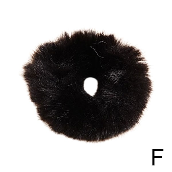 Mjuk och fluffig hårscrunchies, plyschimitation pälshårstofs black one-size