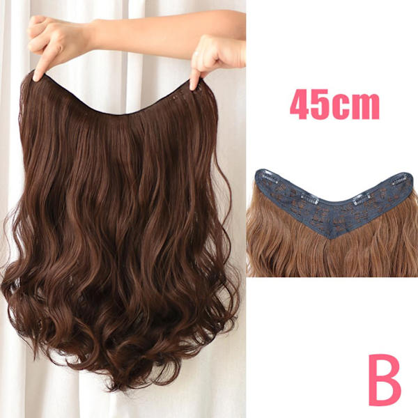 Lång lockig och vågig peruk för kvinnor dam/ deep brown 45CM