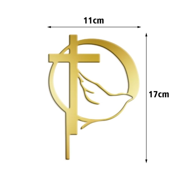 1st Guld Akryl Dove Cross Tårtdekoration Enkel tårtdekoration cross one-size