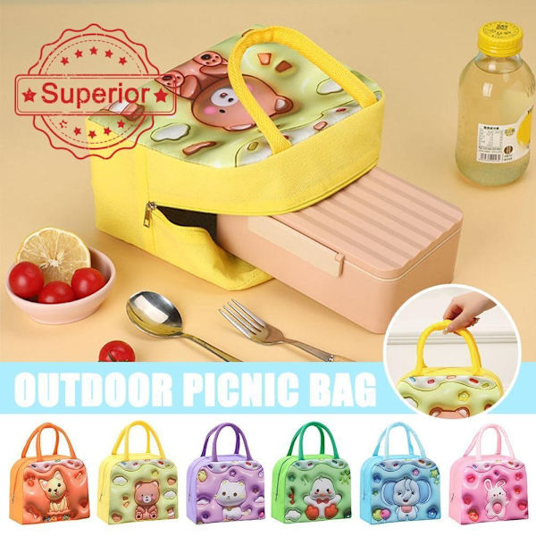 Picknickväska för utomhusbruk, handhållen Bento-väska, isolerad väska, lunchlåda, förvaringsväska med lunchväska U1w0 Green 1pcs