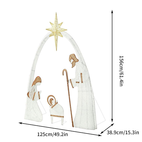 Juldekoration Upplyst Utomhus Julkrubba LED-scen Med P5Z7 Gold One size
