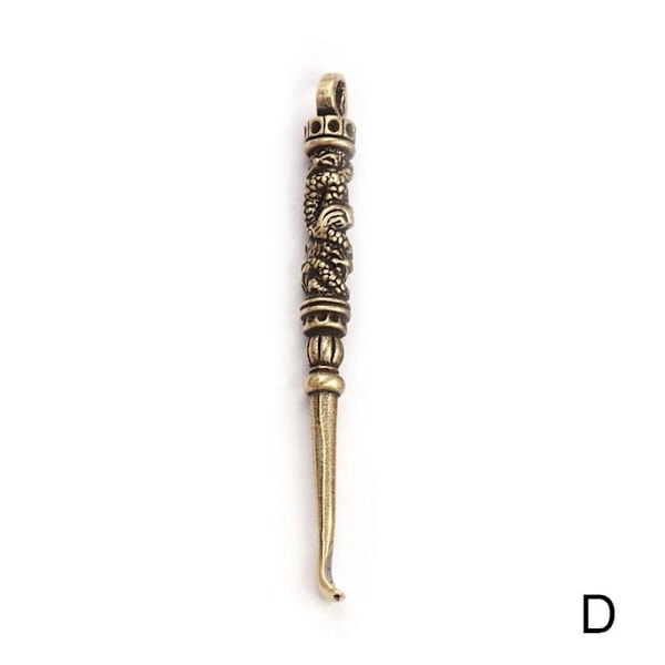 Vintage mässings mini sked spatel medicin sked verktyg kedja öronpropp Dragon Ear Spoon One-size