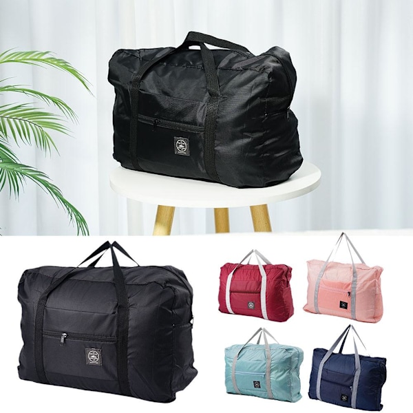 Hopfällbar resväska med stor kapacitet, unisex, vattentät black one size