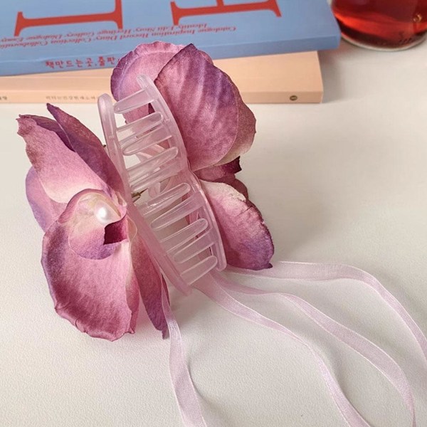 Koreansk version av Phalaenopsis orkidé tofs streamer för kvinnor med hög hästsvans accessoar O1 red one-size