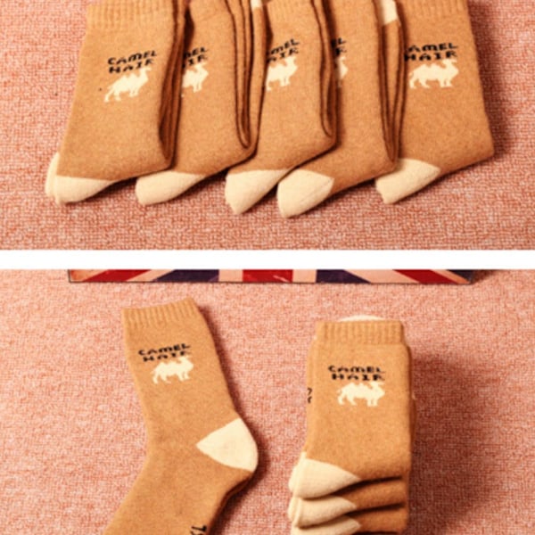 1/5 par vinter kamel varma par utomhus kallt väder ull strumpor BrownB L(40-45) 5pcs