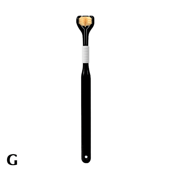 3-sidig tandborste för vuxna med tre huvuden i U-form - Macaronfärg black 1pcs
