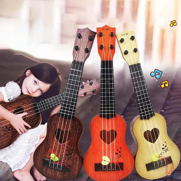Mini Ukulele för Barn Leksaksgitarr Pedagogisk Musikleksak Gitarr Nybörjarinstrument I0n6 khaki one-size