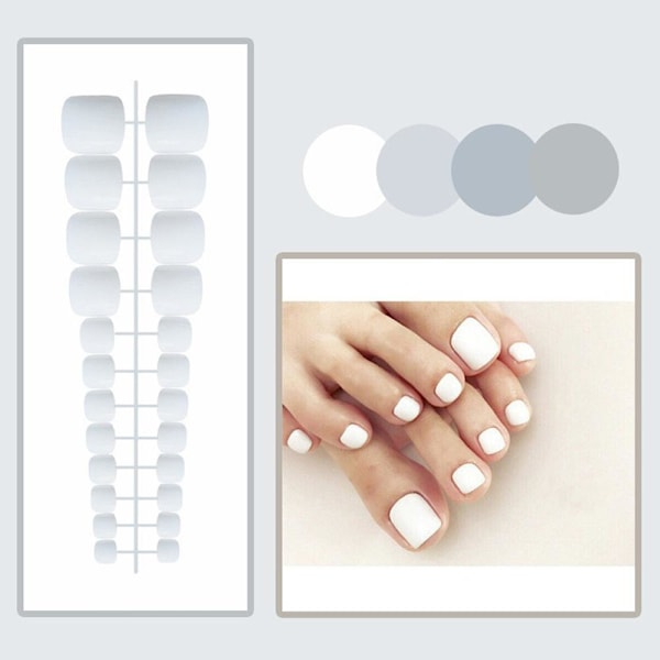 Falska Tånaglar Fransk Fyrkantig Full Täckning Naken Akryl Tånagel Rosa Falsk Nagelkonst O1v5 style 8 24pcs