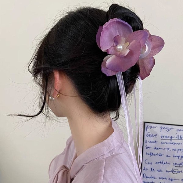 Koreansk version av Phalaenopsis orkidé tofs streamer för kvinnor med hög hästsvans accessoar O1 red one-size