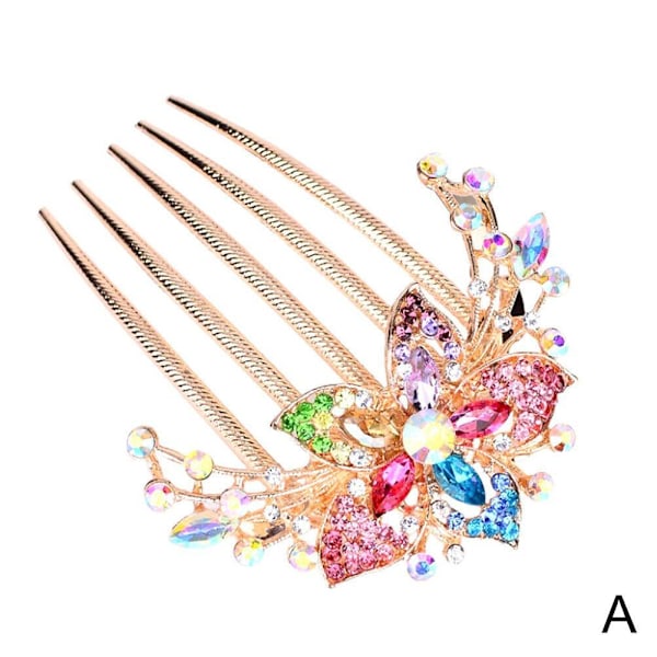 Elegant Dam Rhinestone Inlagd Blomma Hårkam Hårnål Huvudbonad Hot C5 J4 J5O8 null D