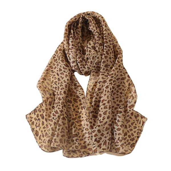 Leopard Chiffon Scarf Strand Wrap Sjal, Animal Print Scarf Fashio white 50*160cm