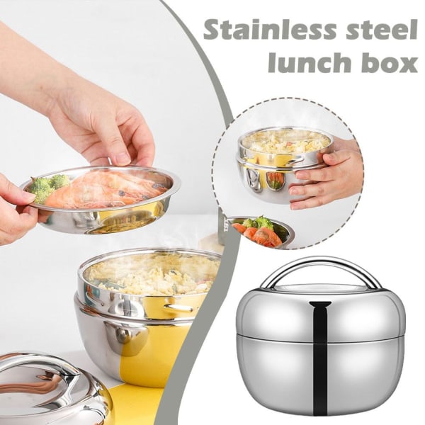 Bärbar matbehållare i rostfritt stål Lunchlåda för varm mat solid color 800ML