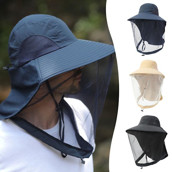 Fiskehatt för utomhusbruk med nätmask, myggsäker och solskydd Green 1pc