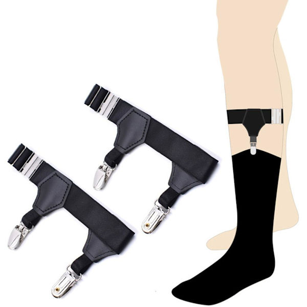 Männs Strumpbyxor Bälte Svart Justerbar 1 Par Robust Clip Tillbehör blackC gourd buckle