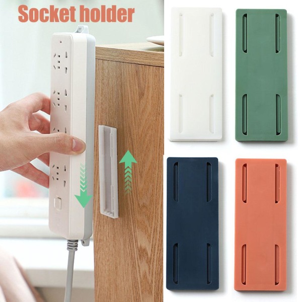 1/4*Socket Hållare Plug Fixer Sticker Stansfri Power Strip Hold green 1pcs