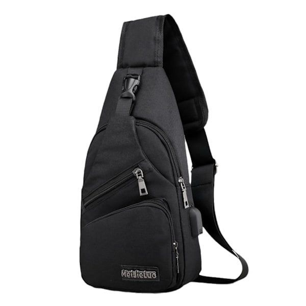 Herrväska med USB-laddning, bröstväska, crossbody-väska black One-size