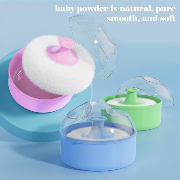 Talkpuder Puff med Box Fodral Behållare Baby Mjuk Ansikte Kropp Puff Puder Z6U2 Green 1pcs