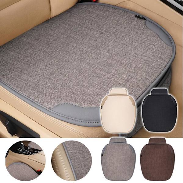 ﻿ Bil Andningsbar Lin Sitsöverdrag Fyrsäsonger Fram Sätesskydd Kudde D8 Beige 1pcs