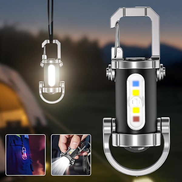 Uppladdningsbar Mini Ficklampa Nyckelring Nödljus Super Stor