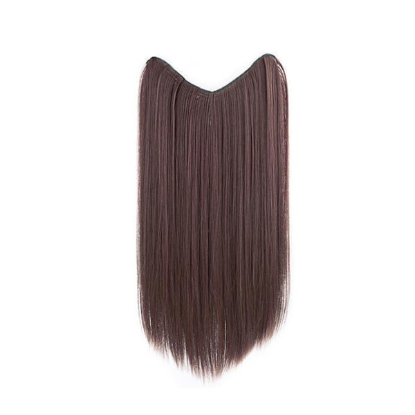 Hårförlängning Lång Rak Clip In One Piece Färg Syntetisk Hårstycke Lo A2F6 dark brown 60CM