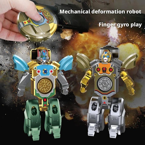 Barn Förvandlar Dinosaurie Mecha Tank Robot Kreativ Spinner Fidget Dekompression Fingertopp U5w1 green 1pcs