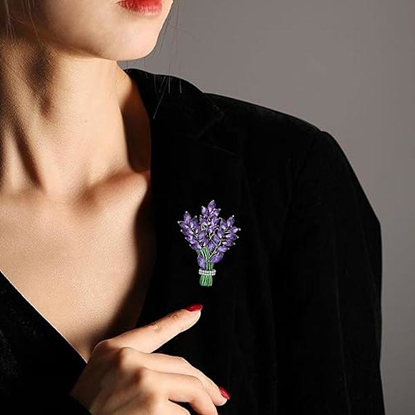 Vacker Kristall Lavendel Blomma Brosch Nål U7C4 purple ONE-SIZE