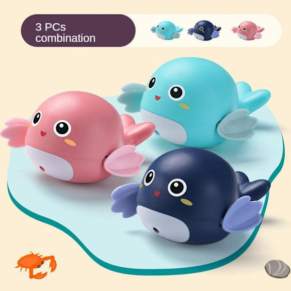 Sommar Baby Badleksak Badsaker För Baby Kedja Simleksaker Groda Delfin Sköldpadda Anka F5U8 dolphin blue onesize
