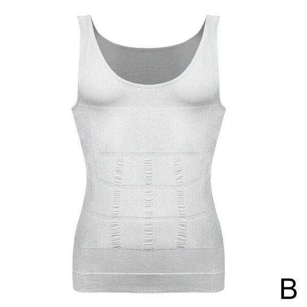 Slimming Stretchy Shapewear Vest Skjorta för män Sportkompression white S