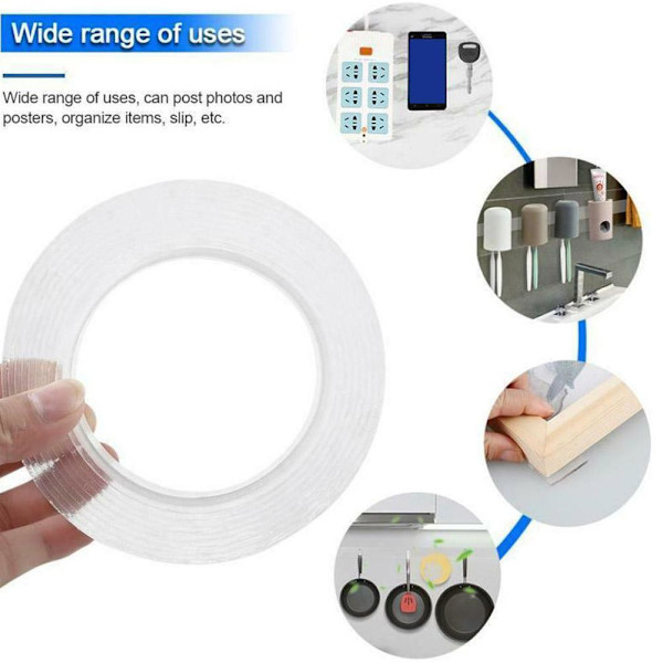 Dubbelhäftande Klar Tejp i Flera Storlekar DIY Hantverk Lim Kök-Badrum TransparentH 1mm*3cm*2m