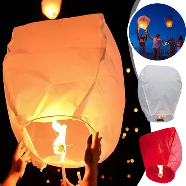 10 st Önskelyktor Kongming Lykta Ballonger Släpp i Himmelen Minnes Fe White 10 pcs