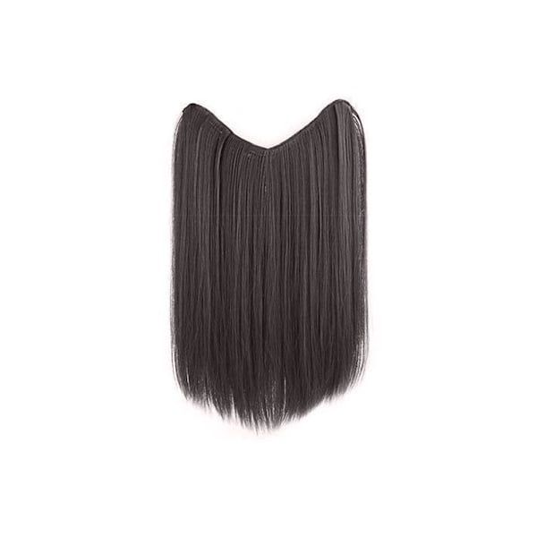 Hårförlängning Lång Rak Clip In One Piece Färg Syntetisk Hårstycke Lo A2F6 brown black 50CM