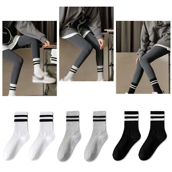 Mellanhöga Strumpor Ren Bomull Casual Sport Långa Strumpor Ins Trendiga white and gray 2 set