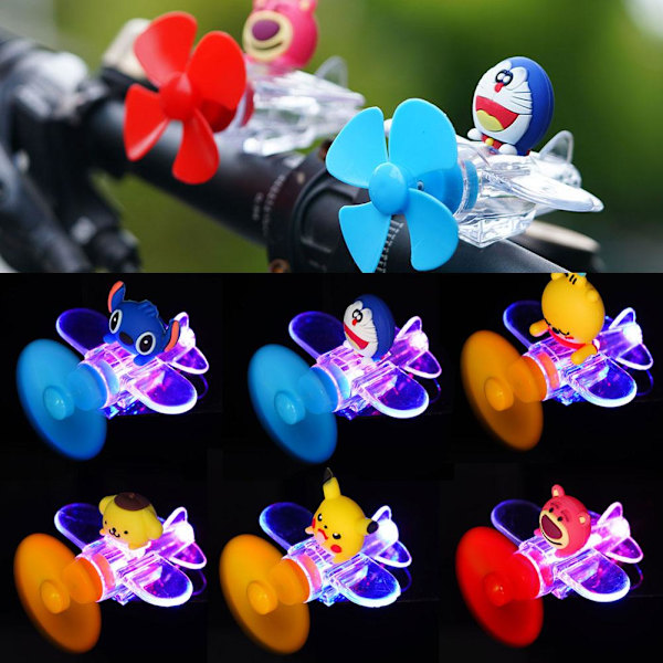 Ny Tecknad Litet Flygplan Dekoration Vindkraftgenerering LED-Ljus Motorcykel Flygplansprydnad För Motorcyklar Elfordon Vindenergi B 1pc