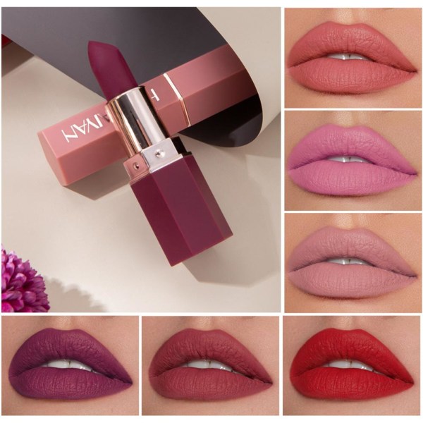 6 färger Matt läppstift Beauty Lip Gloss Lippenstift Toned Balm 02# one  size 63ca | 02# one size | Fyndiq