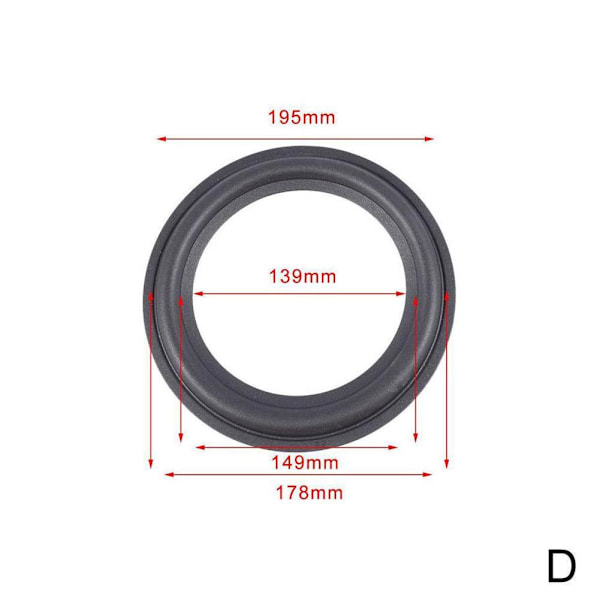 9,8 cm-24,8 cm högtalare surround gummi woofer kant reparation skum pro blackD 8inch