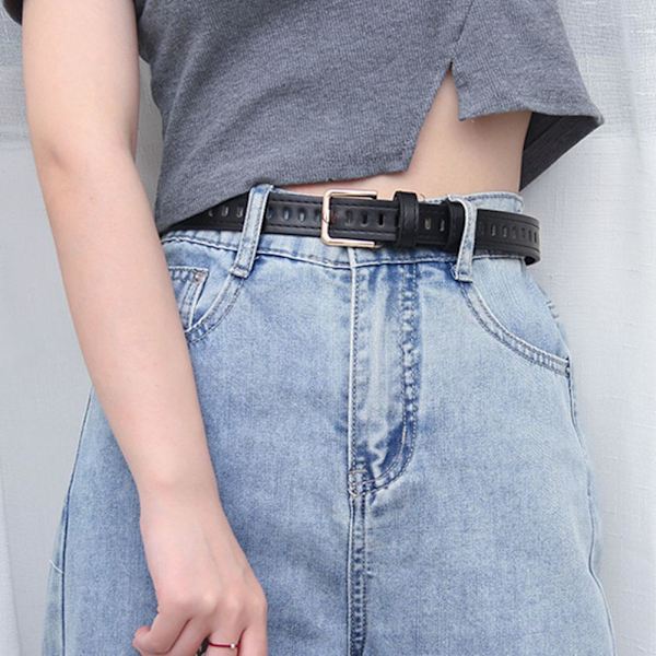 NYA Trendiga läderbälten för damer Spänne Midja Casual Mode Black One size