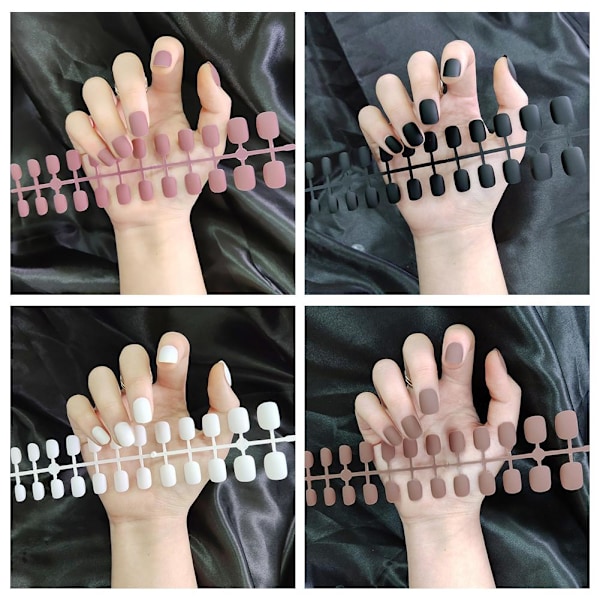 24 st Matte Bare Skin Tone Korta Nagelbitar  taro 24pcs