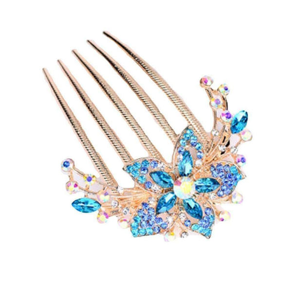 Elegant Dam Rhinestone Inlagd Blomma Hårkam Hårnål Huvudbonad Hot C5 J4 J5O8 null D